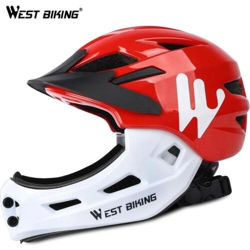 WEST BIKING Full Covered Children Helmets Kids Bicycle Cycling Helmets Detachable Sport Safety Hats Parallel Car Sport Cap