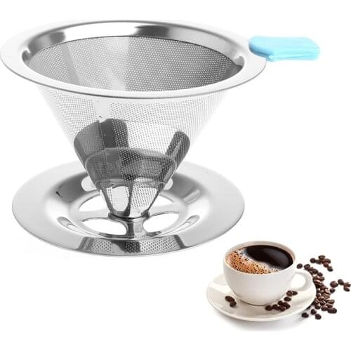 Portable Metal Stainless Steel Coffee Filter Funnel /V-type Cup Filters Tea Tool