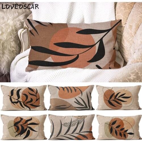 Rectangular Nordic African Classic Leaves Plant Tropical Decoration Terrace Cushion Cover 30x50 Pillow Case Protector Christmas