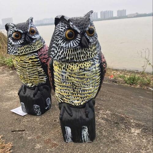 Bird Scarer 360°Rotate Heads Sound Owl Decoy Repellent Pest Control Scarecrow Garden Yard Move Decor