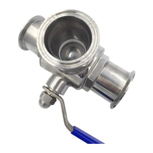 2" 51mm 304 Stainless Steel Sanitary 3 Way T port Ball Valve Tri Clamp Ferrule T-ype For Homebrew Diary Product