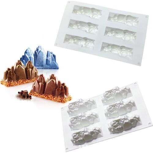 6 Holes Snow Mountain Silicone Cake Mould for Mousses Ice Cream Cheesecake French Dessert DIY 3D Baking Pan Baking Cupcake Mold