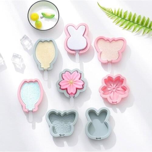 DIY handmade cute silicone cute ice cream mold homemade ice cream stick ice mold making ice tray