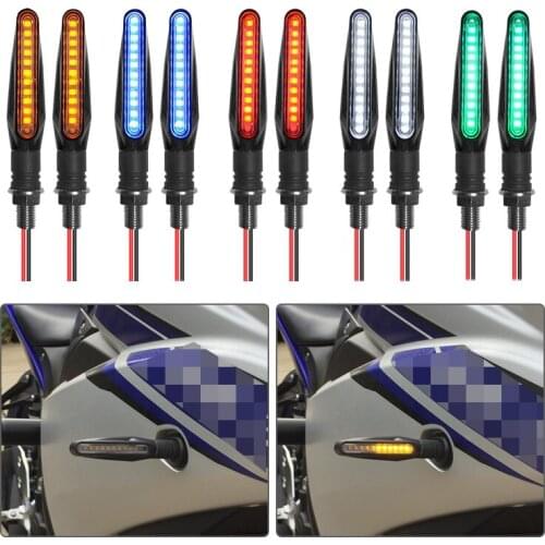 LED Motorcycle Turn Signals Light Flowing Water Blinker 2PCS 5 Color Flicker Bendable Tail Indicator Flasher 12V Lighting Amber