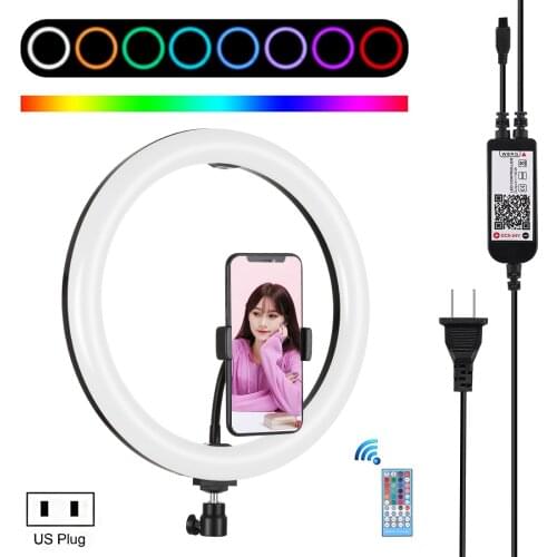 LED Studio Camera Dimmable RGB Ring Light Photography 12inch 30cm Photo Camera Ring Light With US Plug For Phone Holder Make Up