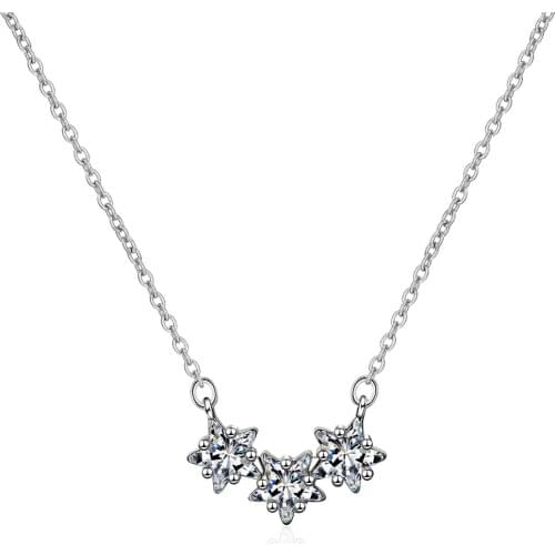 Trendy Simple 925 Silver Star Pendant Necklaces for Woman Crystal Pendant Cubic Zircon Choker Necklace Bijoux Jewelry Gift