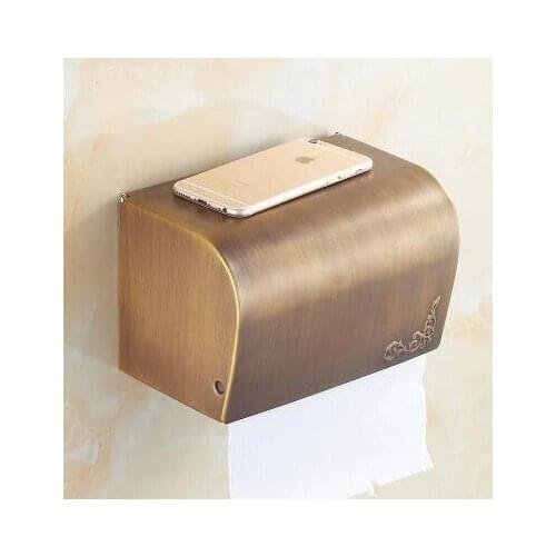 Bathroom waterproof tissue box holder, Antique brass toilet paper roll holder, 3 European style kitchen paper towel rack vintage