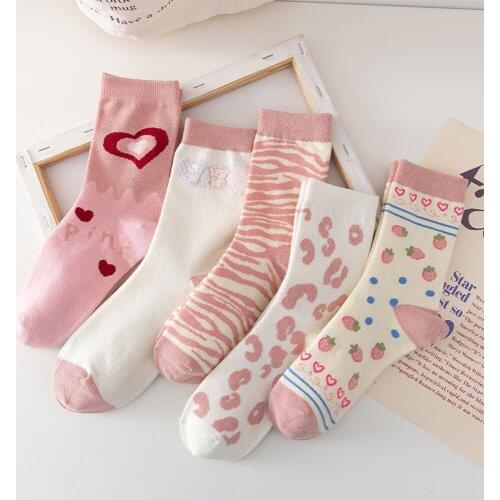 Female Casual Long Summer Printed Spring Hosiery Women Socks Cotton Socks Strawberry