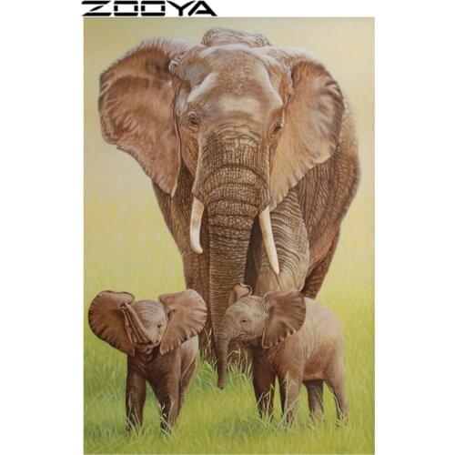 ZOOYA Diamond Mosaic 5D DIY Rhinestones Diamond Embroidery Pictures By Numbers Wall Stickers Elephant Mother And Child Gift R225
