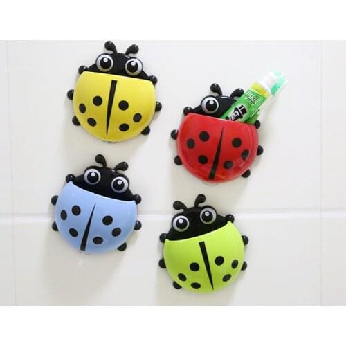 1PC Ladybug Sucker Toothbrush Holder Suction Hooks Household Items Bathroom Toothbrush Rack Bathroom Shelf OK 0383