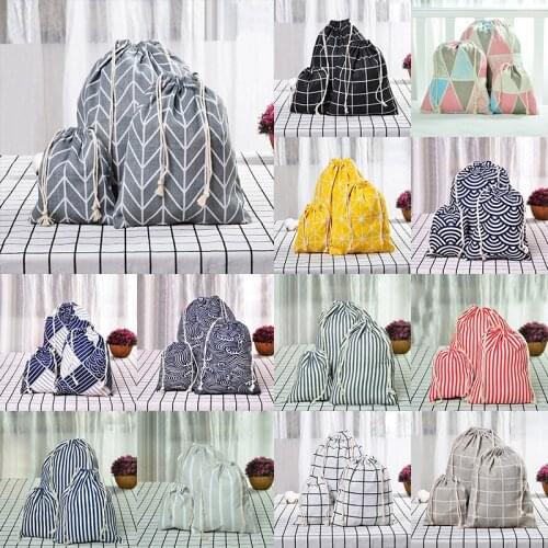 1Pcs Geometric Plaid Drawstring Cotton Linen Storage Bag Gift Candy Tea Jewelry Organizer Makeup Cosmetic Coins keys Bags 49261