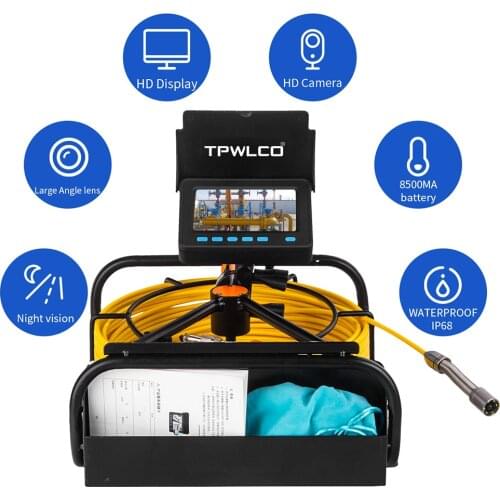 10M/20M/30/40M/50M Cable Pipe Inspection Video Camera 17mm HD Lens Drain Pipeline Industrial Endoscope for Underground Sewer