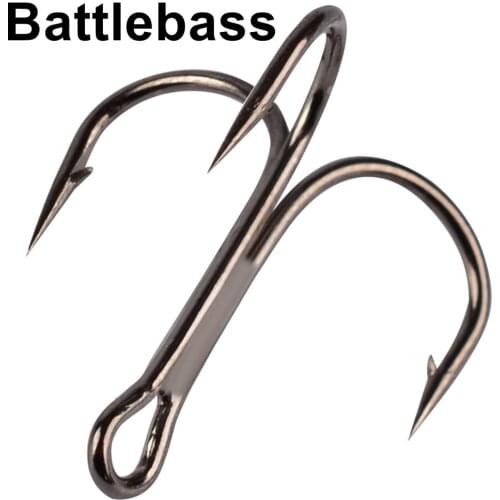 10pcs Fishing Hooks High Steel Carbon Material Treble Black Fishing Hook Round Folded Saltwater Bass 3/0 # -10 # Tackle Tools
