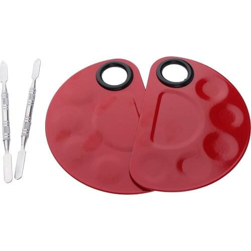 2pcs/set Pro Nail Art Foundation Mixing Color Palette Spatula Makeup Tool