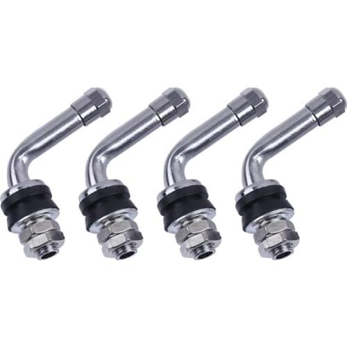 4Pcs 90 Degree Angle Bolt-in Tubeless Chrome Plated Metal Tire Valve Stems L Shaped Car Tyre Valve Stem Auto Accessories