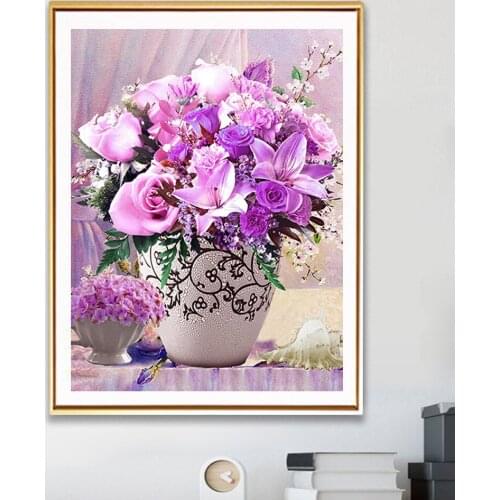 5D DIY Diamond Painting Full Square Flower Cross Stitch Kits Diamond Embroidery Rose Mosaic Picture of Rhinestones Decor Gift