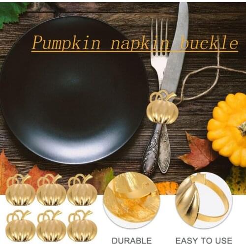 6pcs Napkin Ring Halloween Pumpkin Creativity Decorate Metal Napkin Bouquet Tablecloth Durable For Home Festival Wedding Reunion