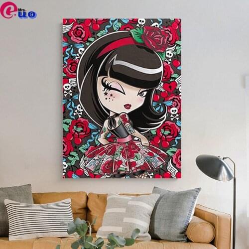 Embroidery Full Square Round Pattern 5D DIY Diamond Painting Cartoon Girl 3D Cross Stitch Kits Mosaic Pictures Wall Stickers