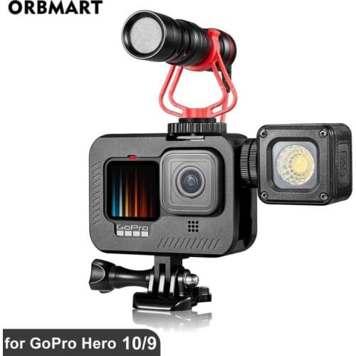 Aluminum Case for GoPro Hero 9 Black Protective Vlog Metal Cage Cover Cold Shoe Mount for Go Pro 9 GoPro9 Hero9 Accessories