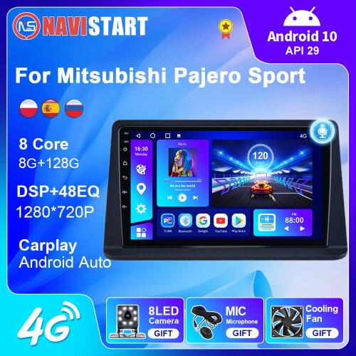 6+128G Android 10 Car Multimedia Video Player For Mitsubishi Pajero Sport 2002-2014 Navigation GPS 4G WIFI BT Stereo 2din No DVD