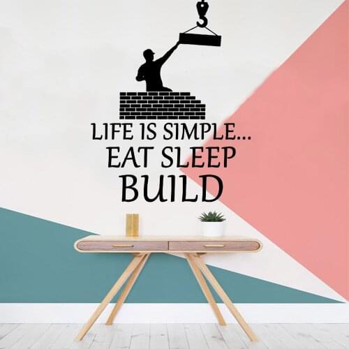 Beauty eat sleep build Decal Removable Vinyl Mural Poster for Living Room Company School Office Decoration Wall Decal Home Decor