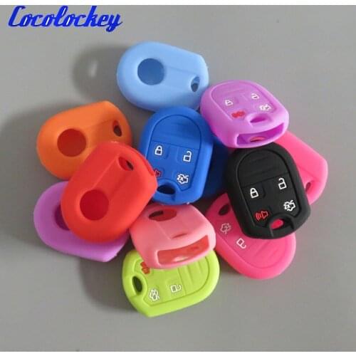 Cocolockey Silicone Car Key Case Cover for Ford Explorer Flex Taurus Edge F-150 Smart Keyless Enter Fob 4 Button Car Styling