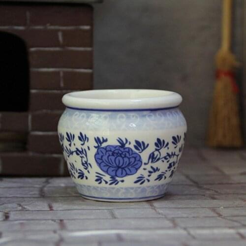Dollhouse Storage Tank Hand Painted Pattern Accessories Decorative High Simulation Mini Ceramic Jar for Kitchen Scene
