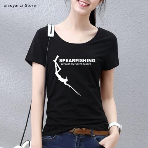 Funny Spearfishing Scuba Diver T Shirt Women Summer Cotton Harajuku Short Sleeve O Neck Tee Tops Streetwear T-shirt New Shirts