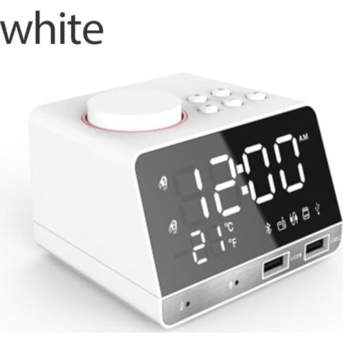K11 Bluetooth 4.2 Radio Alarm Clock Speaker With 2 USB Ports LED Digital Alarm Clock Home Decration Snooze Table Clock