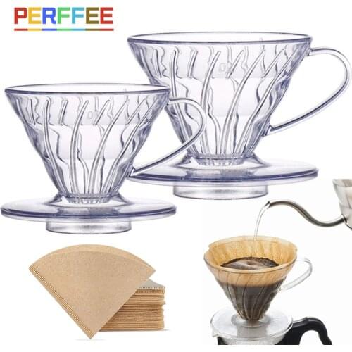 V60 Coffee Dripper Resin Coffee Filter for Pour Over Barista Coffee Brewing V01 V02 Coffee Funnel Filter Cup 1-4Cups