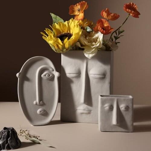 Classic Abstract Art People Face Ceramic Vase Artist Home Decoration Furnishings