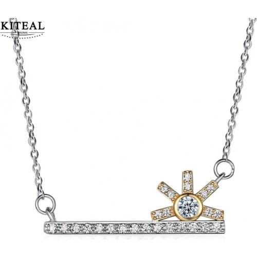 KITEAL New Sale 100% 925 sterling Maiden necklaces pendants sun round zircon collier plastron Charming Jewelry Accessories