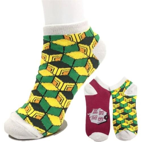 Anime Demon Slayer Kimetsu No Yaiba Tomioka Giyuu Short Socks Fashion Cosplay Ankle Casual Colorful Stockings Tight Socks