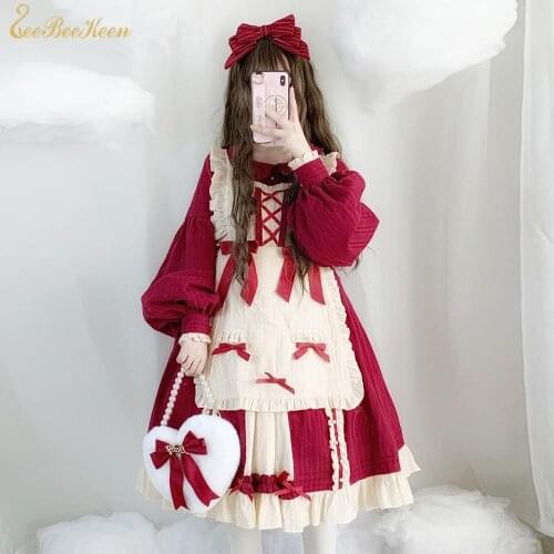 Short/long sleeve Red Lolita Dress kawaii dress Victorian Dress Cosplay Costume For Adult Anime Sweet Lolita Dress For Women