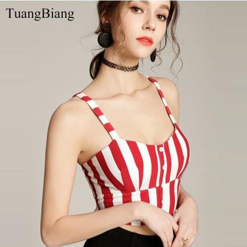 Crop Tops Women Striped V-Neck sleeveless Ladies Cropped Autumn Backless Camis Active wear Blusa Sexy Summer Chest pad Tank Tops