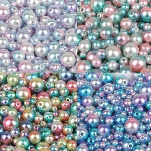 4/6/8/10mm Mix Rainbow Color Round ABS Imitation Pearl Beads for Women Loose Beads Diy Jewelry Necklace Making