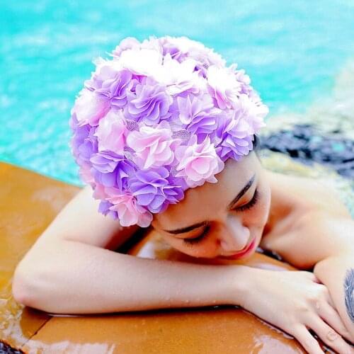 Petal Swimming Caps Water Sports Outdoor Women Flowers Design Cap Ladies Swimming Cap Swim Pool Hat