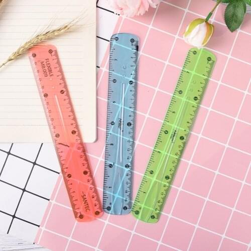 3Pcs/Lot Soft 20cm Colorful Maths Double Scale Infinite Bending Dividing School Creative Cute Soft Ruler