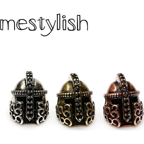 Mestylish New Design Retro Antique Copper Micro Inlay CZ Roman Warrior Gladiator Helmet Charms Fit DIY Making Jewelry Bracelet
