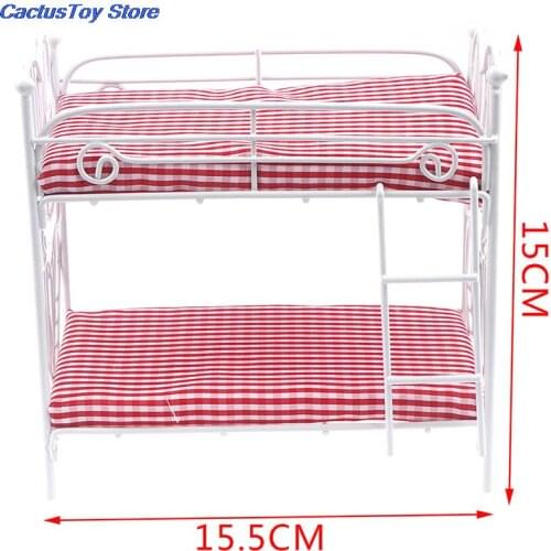 1:12 Mini Dolls House Toy Two-layer Bed Furniture Toys Dollhouse Accessories Pretend Play for Girl Gift Metal CYX5127 MYPANDA