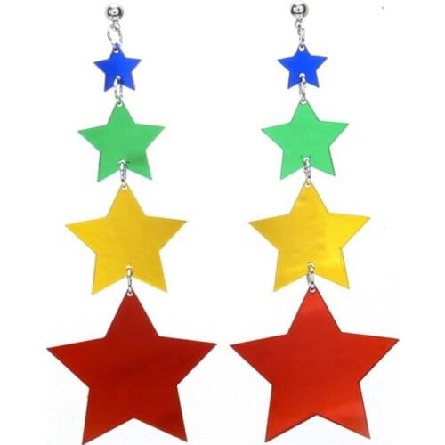 Fashion Colorful Pentagram Long Dangle Earrings Pendant Temperament Acrylic Stars Drop Earring For Women Girls Punk Jewelry Gift