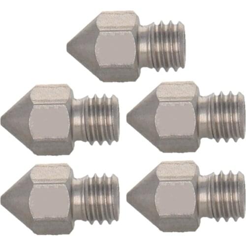 MroMax 2/4/5pcs M6 3D Printer Nozzle Stainless Steel Male Thread Spray End Aperture 0.2/0.3/0.4/0.5mm Total Size 13*9mm Hardware