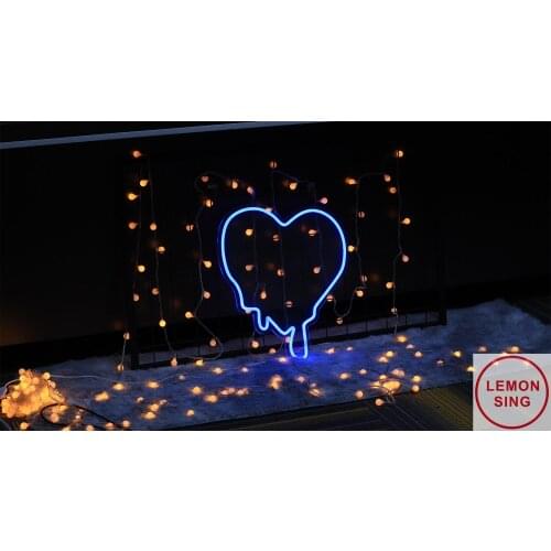 Blue Heart Neon Sign,Heart Light sign,Dripping Heart ,Led White,Pink For Wall Decor