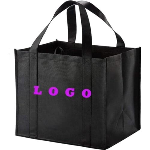 500Pcs/Lot Resuable Grocery Non Woven Tote Bags for Shopping Custom Your Logo Eco-friendly Supermarket Bags Heavy Duty Shopper