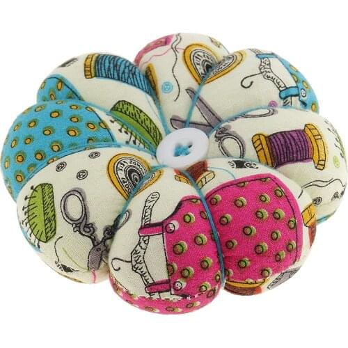 Fabric Coated Pumpkin Shaped Wrist Wearable Pin Cushion for DIY Needlework Lovely pumpkin shaped