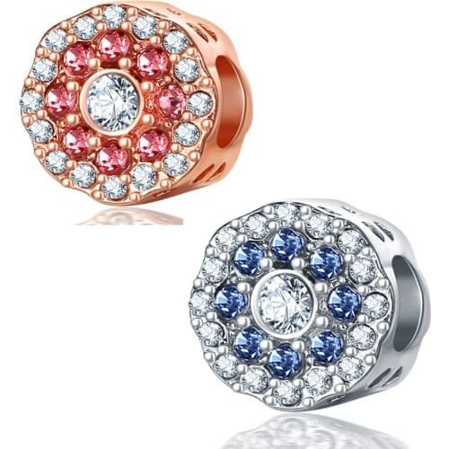 New Fashion Charm Original Color Diamond Flower Beads Matching Original Pandora Ladies Bracelet Jewelry Gift