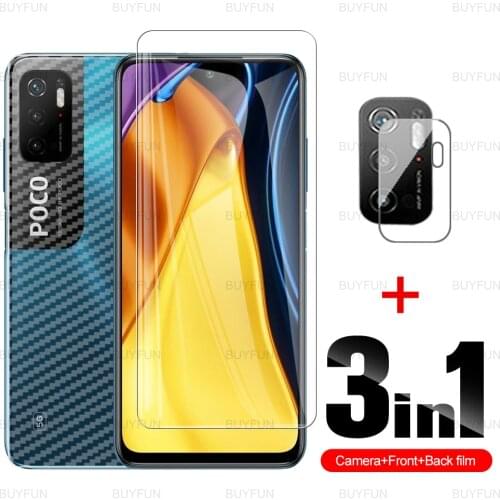 Lens For Xaiomi Poco M3 M 3 Pro M3Pro 5G Front Tempered Glass On For Poco Poko Pocophone X3 Pro NFC F3 Carbon Fiber Back Film