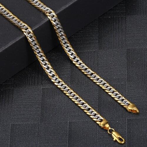Necklace for Men Women Fashion 6mm Gold Filled Hammered Cut Curb Cuban Gold Silver Color ChainJewelry Gift Dropship GN494A
