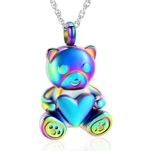 Cremation Necklace for Ashes Pendant Trendy Bear Shape Holds Ashes Jewelry for Women/Men