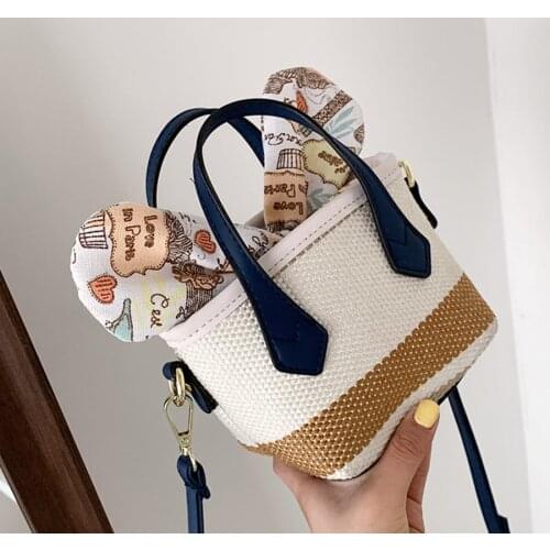 Woven Panelled Women Handbag Fashion Mini Adjustable Woman Shoulder Bag All-Match Basket Crossbody Bag Mini Classic Bucket Purse